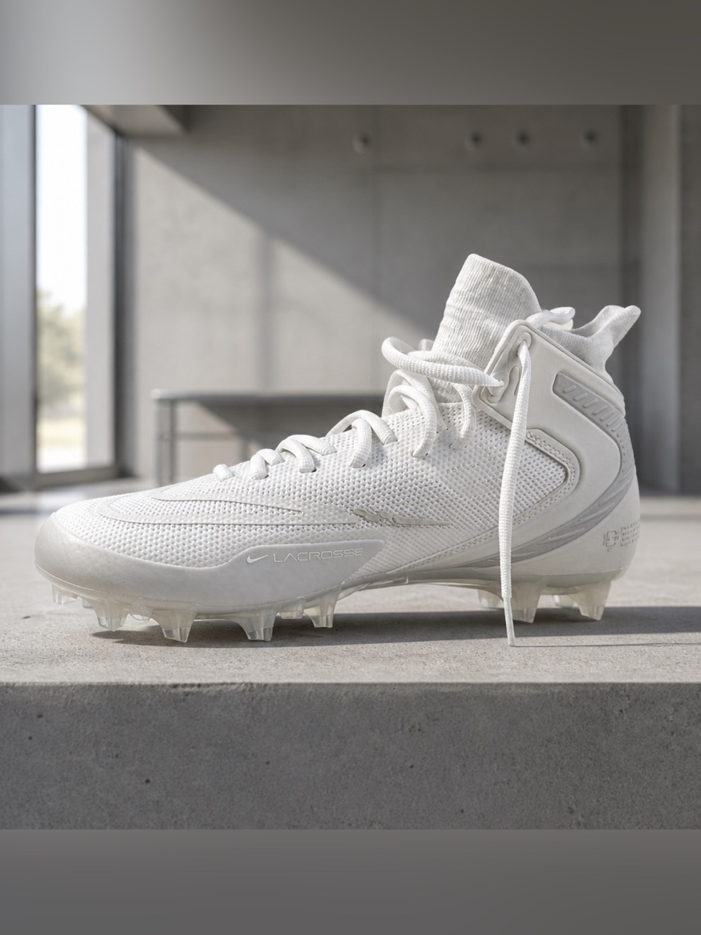 NWOB NIKE Alpha Huarache 8 Elite LAX Lacrosse Cleats White/Gray - Size 10
